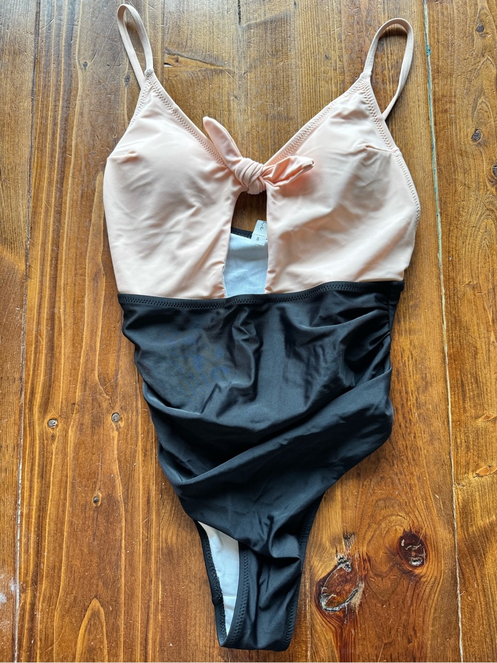 Cupshe Two-Tone Peach and Black One-Piece Swimsuit